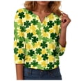 thumbnail image 6 of GEWSEY St Patricks Day Shirt Women Sequin Shamrock Graphic Tees Irish Crewneck 3/4 Sleeve Shirts Funny Saint Pattys Outfits (Light Yellow, L), 6 of 9