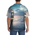thumbnail image 3 of Yiaed Moonlit Sea Sailboat Print Mens Casual Wrinkle Free Shirts Short Sleeve Button Down Summer Stretch Dress Shirt-Large, 3 of 5