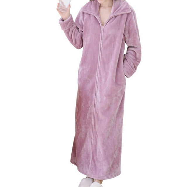 KLKCMS Wearable Blanket Sweatshirt Homewear Winter Loungewear Zipper Lounger Robe Women