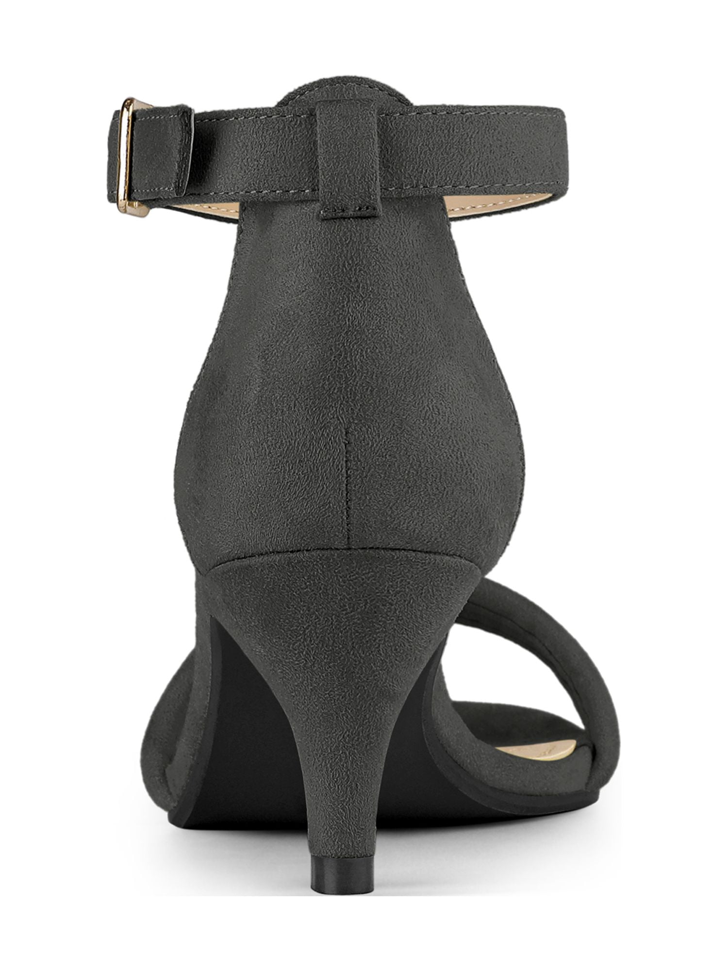 DARING DIVA Women's Kitten Heel Ankle Strap Sandals for Fashionable Occasions Gray 6.5