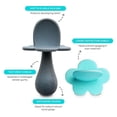 thumbnail image 3 of Grabease Baby Silicone Spoon Set for Baby-Led Weaning & First Stage Self-Feeding: Soft, Safe 100% Food-Grade Silicone, Safe for Dishwasher, No BPA/PVC/Latex/Phthalates, Set of 2 (Teal, Gray), 3 of 8