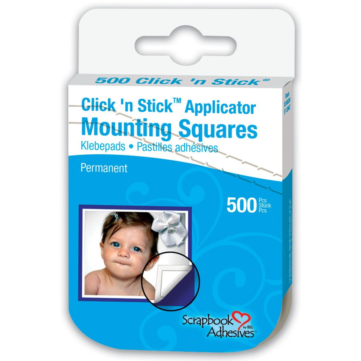 500pk White 3L Repositionable Permanent Mounting Squares 1/2-Inch x 1/2-Inch 