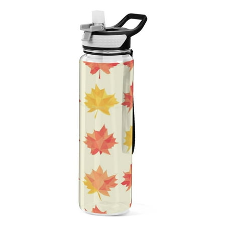 

32oz Transparent Sports Water Bottle with Straw BPA Free Tritan for Kids Adults Outdoor School Gym Fitness Fall-themed Decoration