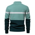 thumbnail image 6 of WAENQINLA Men's Quarter Zip Pullover Slim Fit Lightweight Striped Knit Sweaters Winter Casual Warm Long Sleeve Knitwear Tops Green XL, 6 of 6