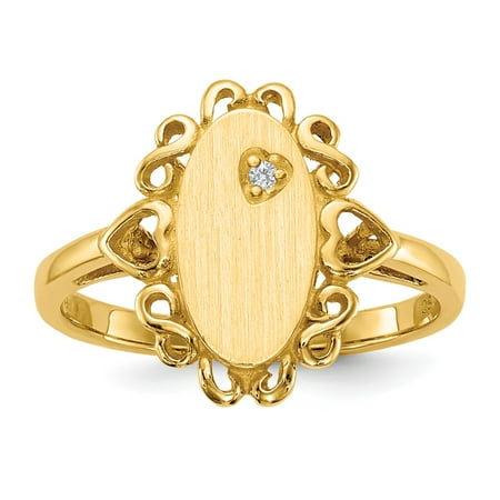 - 14kt Yellow Gold Diamond Ladies Band Ring Size 6.00 Signet Fine Jewelry Ideal Gifts For Women Gift Set From Heart