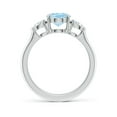 thumbnail image 2 of ANGARA Natural 1.5 ct Aquamarine & Diamond Three Stone Engagement Ring in 925 Sterling Silver for Women (Size-9x7mm) | March Birthstone, Anniversary, Jewelry Gift for Women | Natural Aquamarine Ring, 2 of 9
