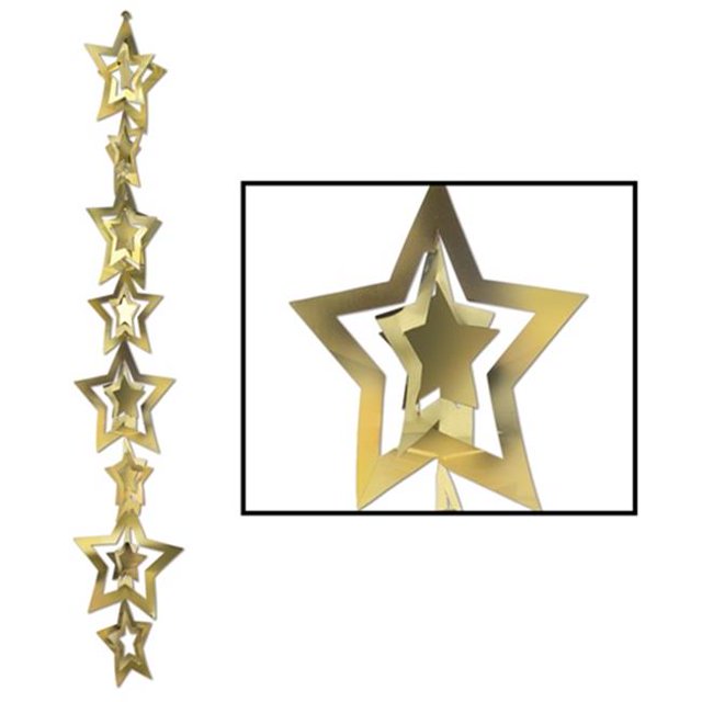 3-D Prismatic Star Gleam 'N Garland (Pack of 12)