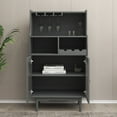 thumbnail image 4 of Gzxs Wine Cabinet with Storage, Standing Buffet Sideboard with Removable Wine Rack and Glass Holder Rack, 2 Glass Doors, Coffee Bar Station for Living Room, Gray, 4 of 7