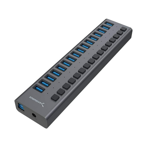 Sabrent 16-Port USB 3.0 Hub and Charger, Gray