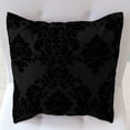 thumbnail image 2 of Flocked Damask Decorative Throw Pillow/Sham Cushion Cover Black on Black, 2 of 2