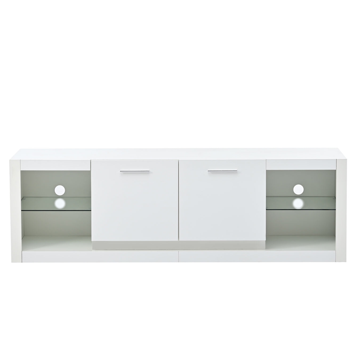 Kadyn TV Cabinet, Modern TV Stand with 2 Tempered Glass Shelves, Entertainment Center TV Console with LED Color Changing Lights for TVs Up to 70”, White