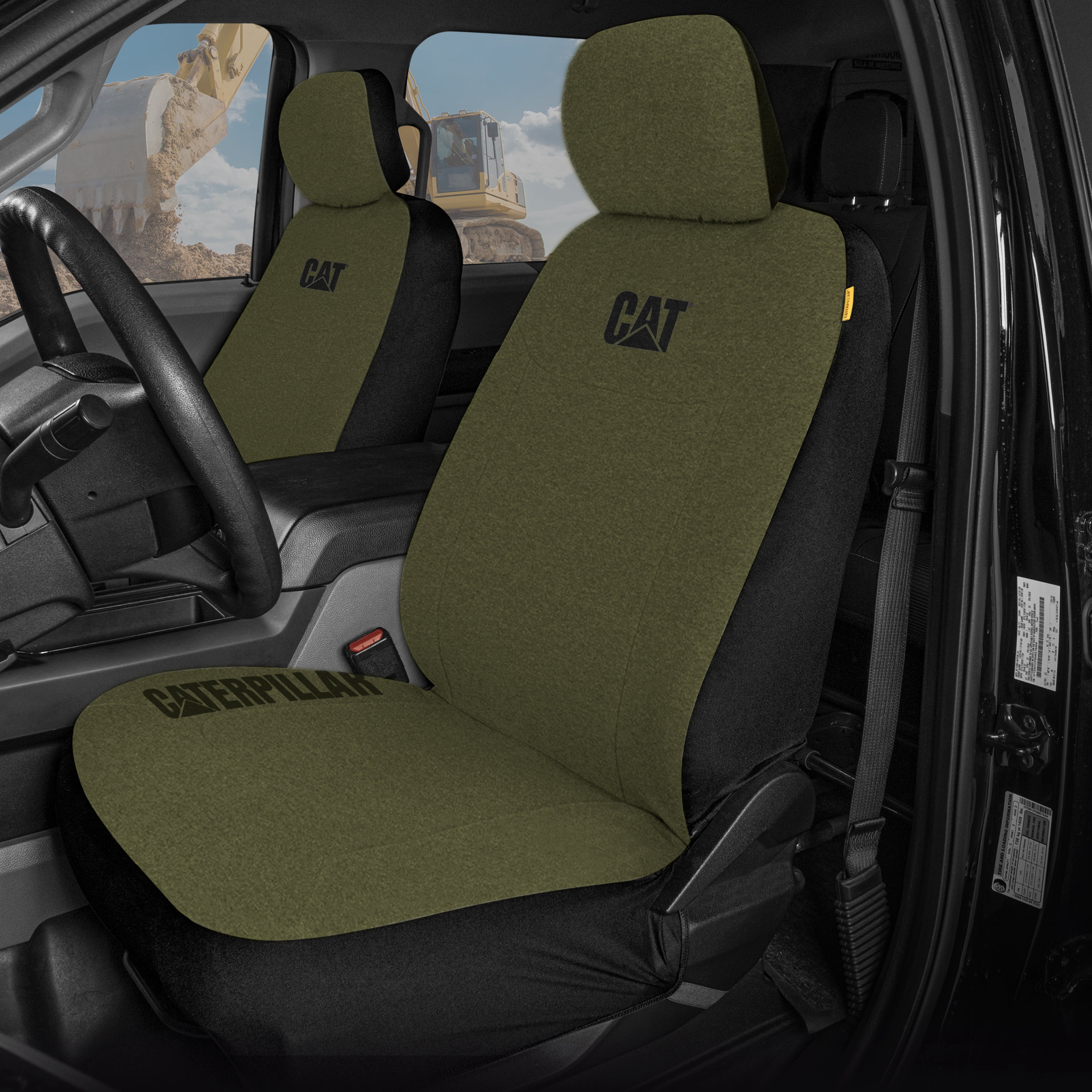 Cat CozyBlend Car Seat Covers, Olive Green Heather - Premium Jersey Fabric Seat Covers for Cars Trucks SUV, Universal Fit