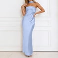 thumbnail image 2 of Elegant Satin Off The Shoulder Ruched Backless Maxi Dress for Women,Mother of The Bride Dresses Strapless Tube Sleeveless Bridesmaid Dresses, Formal Wedding Guest Dress(Light Blue,M), 2 of 8