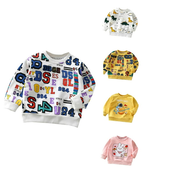 Ahuyic Toddler Kids Loose Top, Casual Long Sleeve Blouse For Autumns And Winter, Kids Long Sleeve Round-Neck Blouses Shirts Childrens Hoodie T-shirt Style Boys And Girls