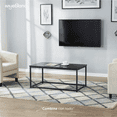 thumbnail image 2 of MUEBLANA - Mesa de Centro Madera y Acero Minimalista y Moderno Mesa Auxiliar Mesa para Sala Color Negro  90 x 48 x 40 cm, 2 of 7