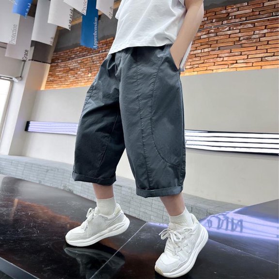 Juslio Boys Shorts Cargo Shorts Casual Shorts for Kids Elastic Waist Loose Comfortable Breathable Shorts ,Sizes 5 Years