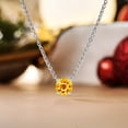 thumbnail image 3 of JeenMata Hermoso collar con colgante solitario de piedra natal de noviembre de corte redondo de 1 quilate, citrino, chapado en oro blanco de 18 quilates, para mujer, adulto, 3 of 6