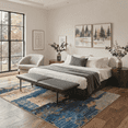 thumbnail image 2 of 5x7 Area Rugs for Living Room Machine Washable Non Slip Low Pile Lightweight Print Pattern Rug for Bedroom Indoor Abstract Landscape Blue Gold, 2 of 6