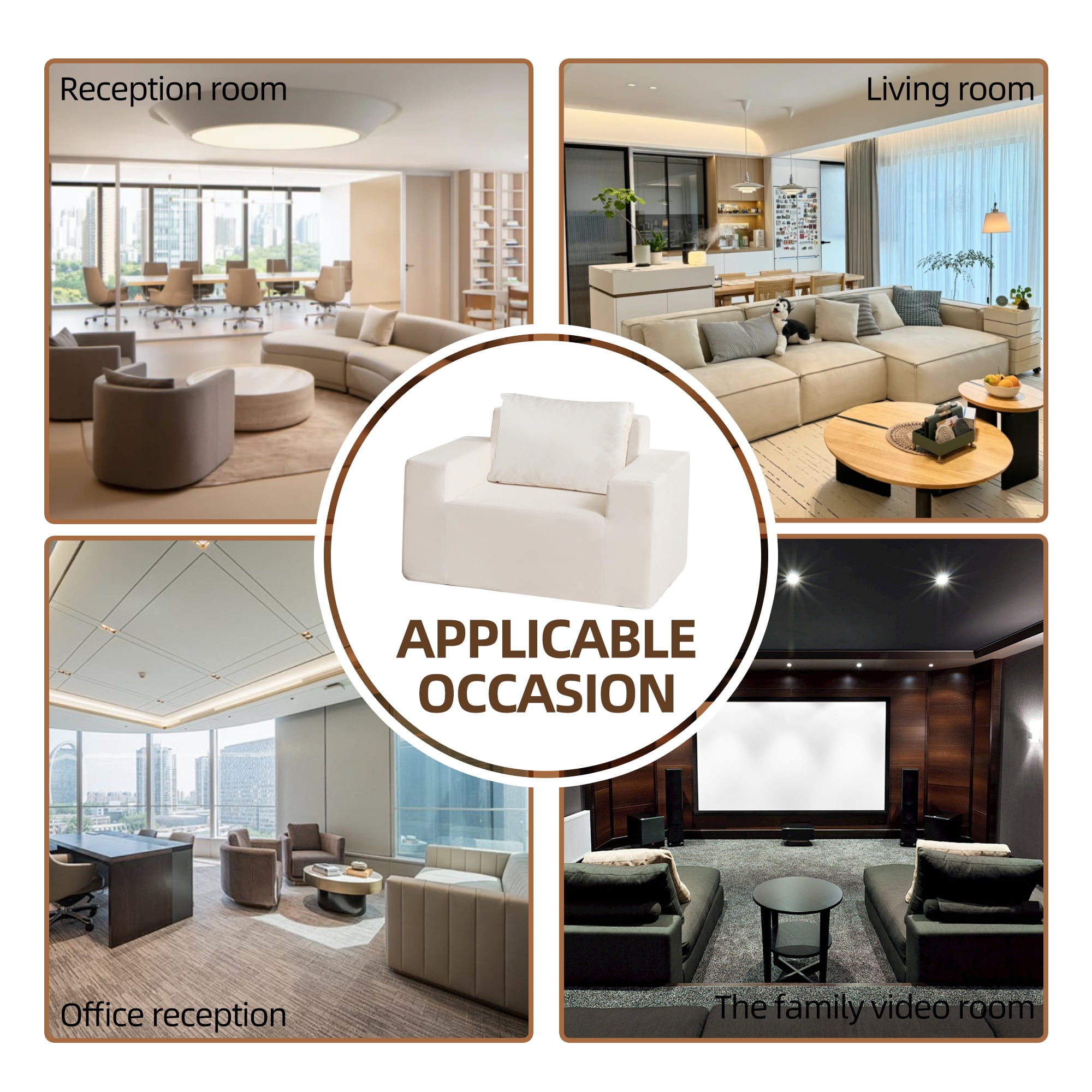 Foam Sofa Couch White Oak Large Single Foam Sofa Chair Bean Bag Chairs for Adults Living Room Bedroom Gaming "Comfort Rest