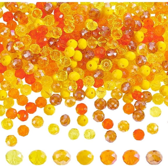 350pcs 8mm Yellow Faceted Glass Beads for DIY Jewelry Making