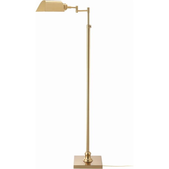 O’Bright Arcadia - Pharmacy Floor Lamp, Full Range Dimming, Swing Arm Task Lamp, E26 Socket, Bulb Replaceable, Adjustable Height 47” to 55”, 360° Rotatable Shade-Antique Brass