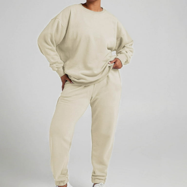ShomPort Women Casual 2 Piece Outfit Plus Size Lounge Sets Long Sleeve Sweatsuits Sweatpants Tracksuit Sets Walmart