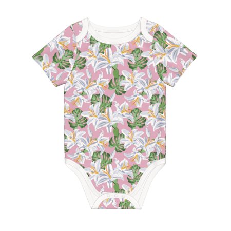 

Matuu Lilies Flowers for Baby Short-Sleeve Bodysuit Soft Cotton Comfortable and Breathable Perfect for Newborns and Infants