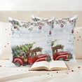 thumbnail image 3 of Christmas Truck Outdoor Pillow Covers 16"x16" Set of 2,Waterproof Throw Pillow Covers for Patio Furniture,Xmas Tree Branch Red Balls Snowflake Rustic Decorative Cushion Pillowcases for Garden Sofa, 3 of 9