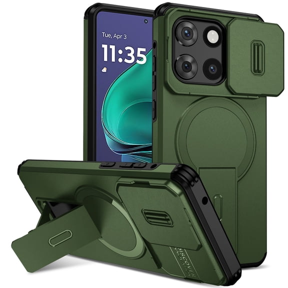 SELOZKE Compatible with Motorola Moto G Stylus 5G 2025 Green Phone Holder, Magnetic Protective Phone Case