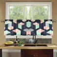 thumbnail image 4 of Yayeee Kitchen Curtains Set of 2 Light Filtering 57"x24" Over Sink Window Panels, Black Cubes, 4 of 7