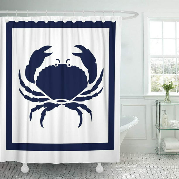Libin Beach Nautical Crab White Ocean, Maryland Crab Shower Curtain