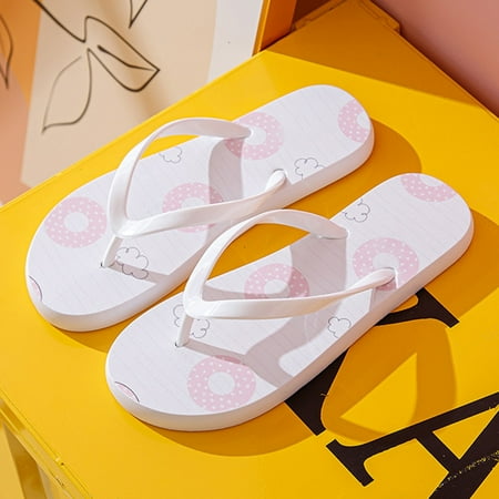 

Cathalem Women Flat Sandals Fashion Beach Clip Toe Herringbone Slippers Waterproof Breathable Natural Rubber Flip Flops for Women White 7