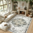 thumbnail image 2 of Washable Rug Living Room Rugs: 6x9 Area Rug Large Soft Boho Vintage Medallion Carpets Indoor Floor Anti Slip Non-Shedding Thin Carpet for Bedroom Dining Room Farmhouse Nursery Home Office-Black/White, 2 of 16