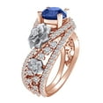 thumbnail image 2 of AFFY 1.9 Carat Round Simulated Blue Sapphire & Natural Diamond Two-Tone Engagement Ring 14K Solid Rose Gold Ring Size-5, 2 of 2