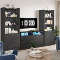 thumbnail image 6 of Black Storage Cabinet Bookcase with 3 Drawers, Tall Kitchen Pantry Bookshelf with Storage Shelves for Home Office Living Room Study, 6 of 9