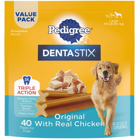 PEDIGREE DENTASTIX Large Dog Dental Treats Original Flavor Dental Bones  2.08 lb. Value Pack (40 Treats)