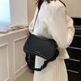 thumbnail image 1 of Bolso de mano para mujer Bolso de hombro simple de cuero PU Bolso de mensajero sólido cuadrado (Negro), 1 of 5