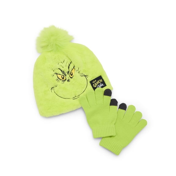 Justice Dr. Seuss The Grinch Faux Fur Hat and Gloves Set