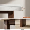thumbnail image 4 of Modern 55 Inch Counter Height Bar Table - Rectangular Extra Thick Faux Marble Top - Sturdy T-Shaped Legs - Dining Table for 4-6 for Kitchen, Dining Room, Balcony, or Living Room - Vintage Walnut, 4 of 8