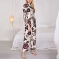 thumbnail image 4 of Junzan Retro Red Black Roses Print Womens Pajama Sets,Long Sleeve Button Down For Women Pjs 2 Piece, 4 of 9