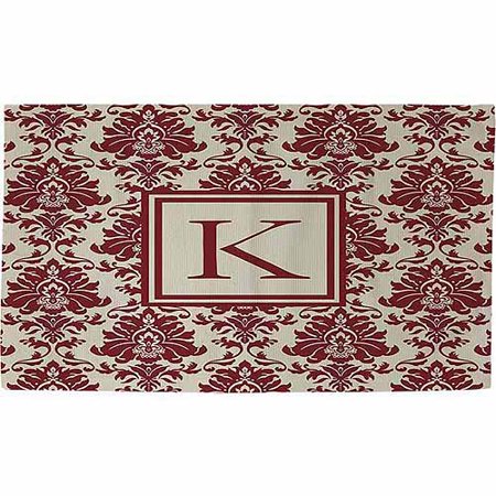 IDG Damask Monogram Rug  Crimson