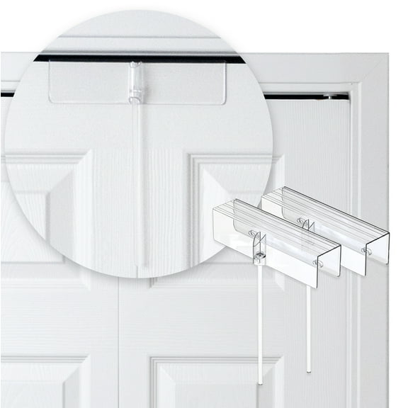Safety Innovations Deluxe Bi-Fold Door Lock with Extension Wands for Childproofing, Clear, 2 Piece