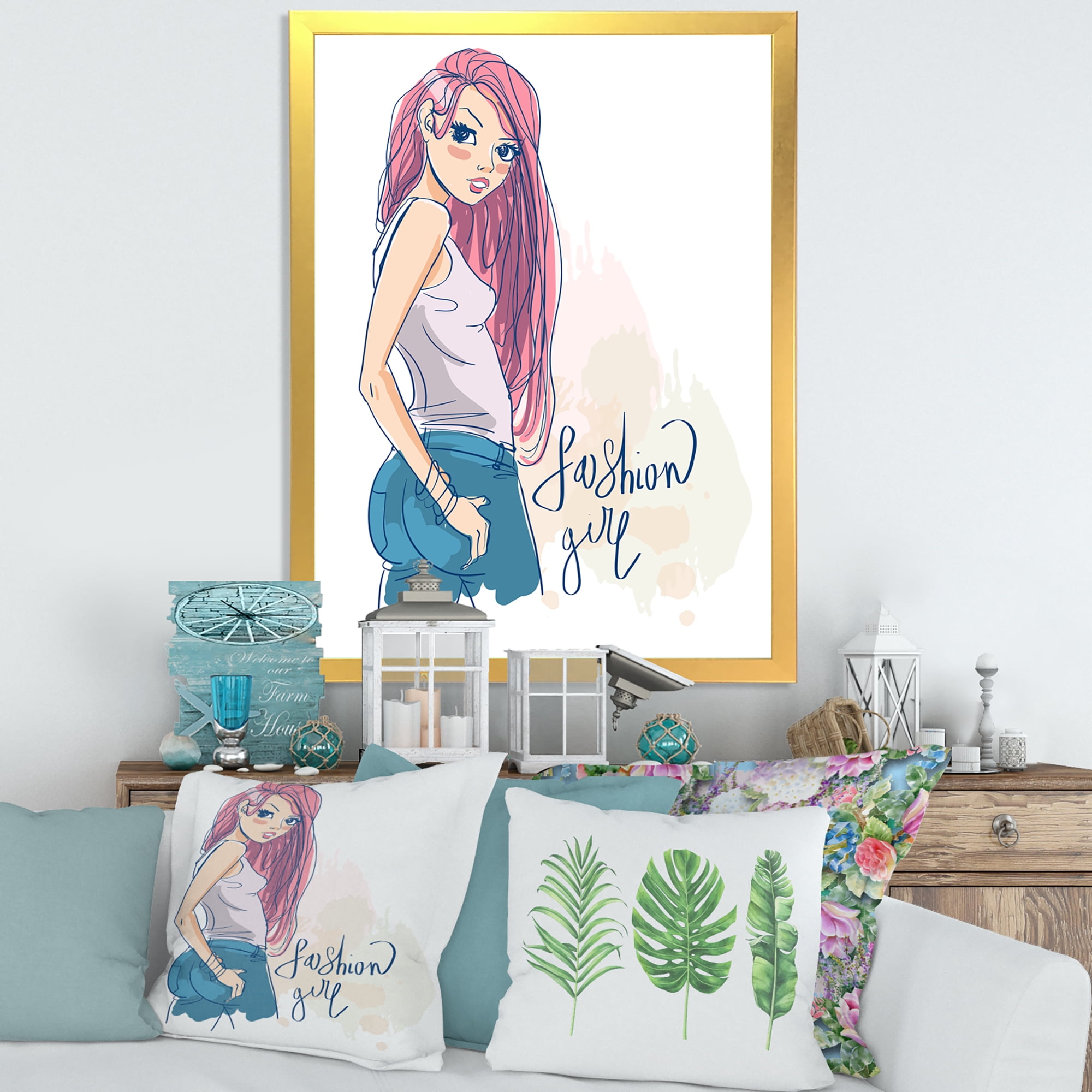 Designart 'Trendy Fashion Woman I' Children's Art Framed Art Print