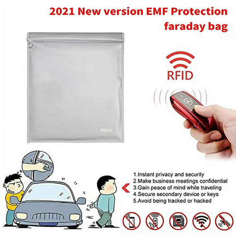 Faraday Bag, Faraday Bag for Car Keys & Tablets & Laptops, Faraday Cage,  Key Fob Protector, EMP Protection, RFID Bag, EMP Bags for Electronics(4  Pack)