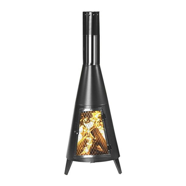 Outdoor Chiminea Wood Burning Fire Pit, Fire Pit Wood Charcoal Burning
