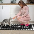 thumbnail image 3 of 2 Piece Buffalo Plaid Black and White Kitchen Rug Set, Home Kitchen Sink Rugs and Mats Non Skid Washable Absorbent Microfiber Kitchen Floor Carpet 17" x 47"+17" x 30", 3 of 6