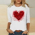 thumbnail image 5 of asdoklhq Love Heart Print T-Shirt Women Day Printed 3/4 Sleeve Crew Neck Fashion Pullover Tops T-Shirt White M, 5 of 5