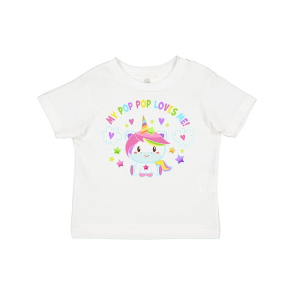 Inktastic My Pop Pop Loves Me with Cute Rainbow Unicorn Boys or Girls Toddler T-Shirt
