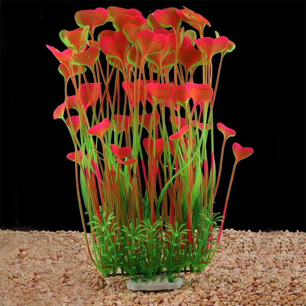 2 Pcs JIH Plastic Plants for Aquarium,Tall Artificial Plants for Fish Tank Decor 15.6 Inch 