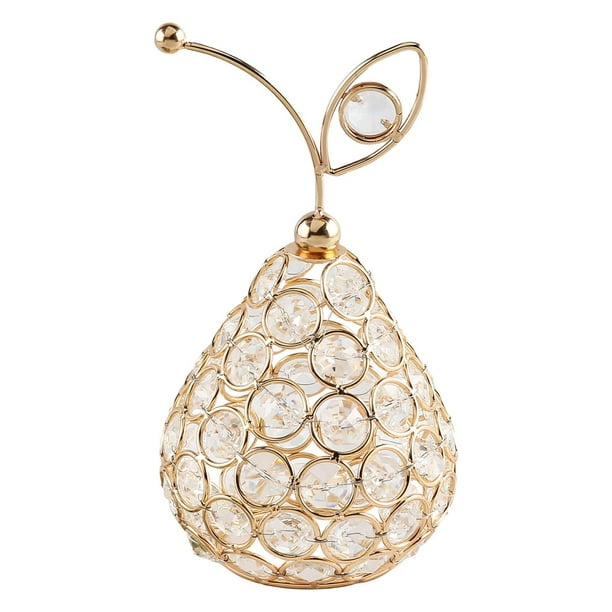 Figura coleccionable de fruta de cristal, hecha a mano con brillantes diamantes de imitación para bodas Pera